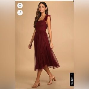 Tulle Burgundy Midi Dress